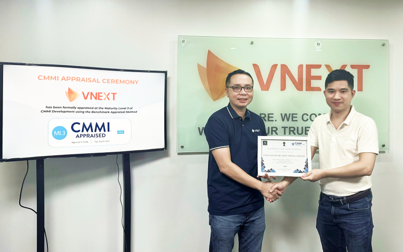 VNEXT Software chính thức nhận chứng chỉ CMMI Level 3